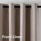 Linen Curtains 84 Inch Length 2 Panels Set, 100% Blackout Curtains Textured Thermal Insulated, Grommet Light Blocking Drapes for Living Room Bedroom Luxury Decor(52W × 84L inch, Linen)