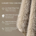 Luxury Faux Fur Throw Blanket, Soft Fluffy Faux Mink Blankets for Bed, Couch, Sofa, Thick Cozy Plush Warm Fur Throws with Reversible Velvet, Natural Mink, 60"x80"