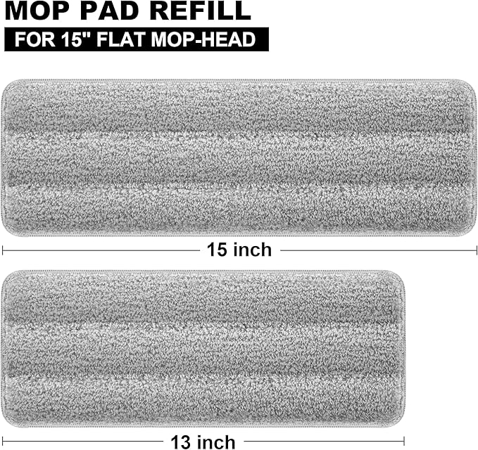 JOYMOOP Flat Mop Pad, Microfiber Mop Pad, Squeeze Mop Pads Replacement, 15" Refill 1 Pack - Grey