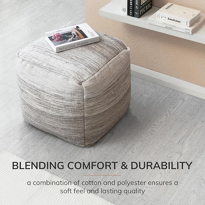 Anji Mountain 20"x20"x20" Handmade & Handcrafted Ottoman Pouf Comfortable Pouf Ottoman Foot Rest & Home Décor Accent for Living Room, Bedroom, Nursery, Kids Room, Patio