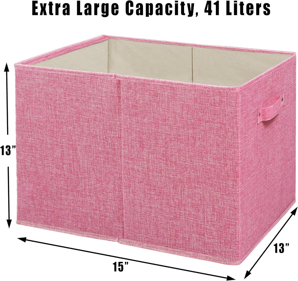 SIMPLE HOUSEWARE Collapsible Fabric Storage Bin 15x13 Inch - 2 Pack Pink
