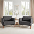 Oversized Accent Chair Modern Boucle Armchair for Living Room Sets of 2 - 37" Wide & Cozy Reading Chair with Solid Wood Legs, Dark Gray Upholstered Lounge Chair for Bedroom & Office (Easy Assembly)