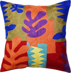 Matisse Decorative Pillow Cover Cutouts Hand Embroidered Abstract Toss Pillows Farmhouse Chair Cushion Contemporary Pillowsham Mid-Century Chair Cushions Wool Size 18x18