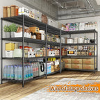 REIBII 81.5''W Storage Shelves 3680LBS Garage Shelving Heavy Duty 4 Tier Metal Shelving Unit Adjustable Wire Shelf and Storage Pantry Shelves for Kitchen Garage，81.5Wx23.62Dx70.86H，Black