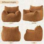 Giant Bean Bag Chairs for Adults Teens, Large Bean Bag Sofa Chairs with Filling Comfy Fuzzy BeanBag Chair with Armrests for Bedroom Living Room Reading (Brown, Large)