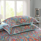 NEWLAKE Quilted Cotton Bed Pillowcases,European Gorgeous Floral Pattern, 2 Pieces, 20x36 Inch
