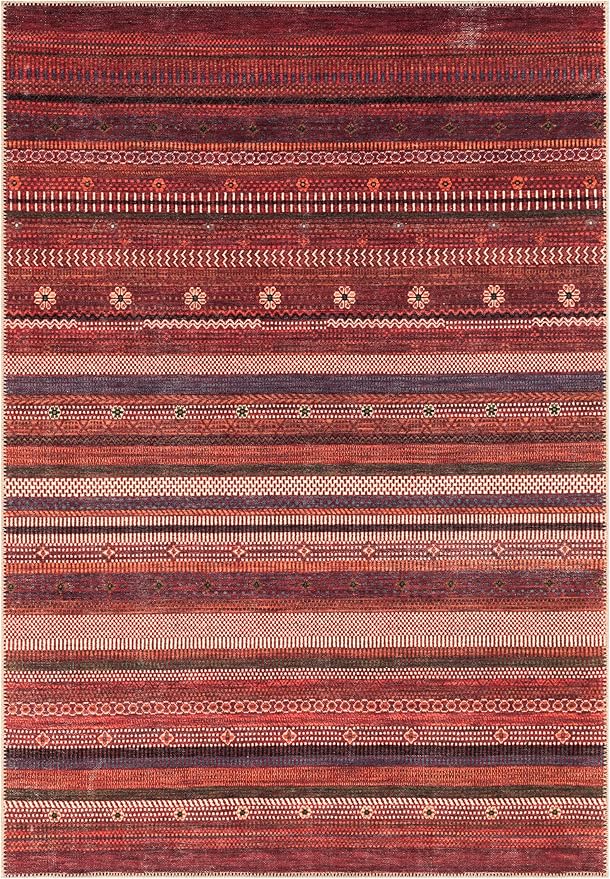 Keen Home Design 5x7 Rug - Machine Washable Area Rug with Non-Slip Backing, Ideal for Living Room, Dining Room, Bedroom - Vintage, Easy Clean, Durable, Low Pile Rug - (5' x 7')