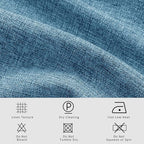 Macochico Pinch Pleated 100% Blackout Curtains Blue Linen Curtains for Bedroom Living Room Farmhouse Thermal Insulated Window Panels Pleated Curtains with Hooks and Tieback 52”Wx72”L 1 Panel