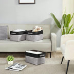 DECOMOMO Storage Baskets for Shelves - Fabric Closet Organizers and Storage Bins, Perfect Baskets for Organizing Closet Toys Nursery (Grey and Black, Large - 4 Pack)