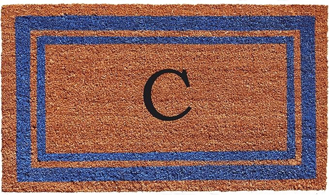 Calloway Mills 152972436C Blue Border 24" x 36" Monogram Doormat (Letter C)