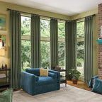 102 Inch Long Linen Blended Blackout Curtains 2 Panels, Back Tab Pleated Look Drapes for Track System with Hooks, Noise Reducing Country Blackout Winodw Curtains 50x102-Loden/Olive Green