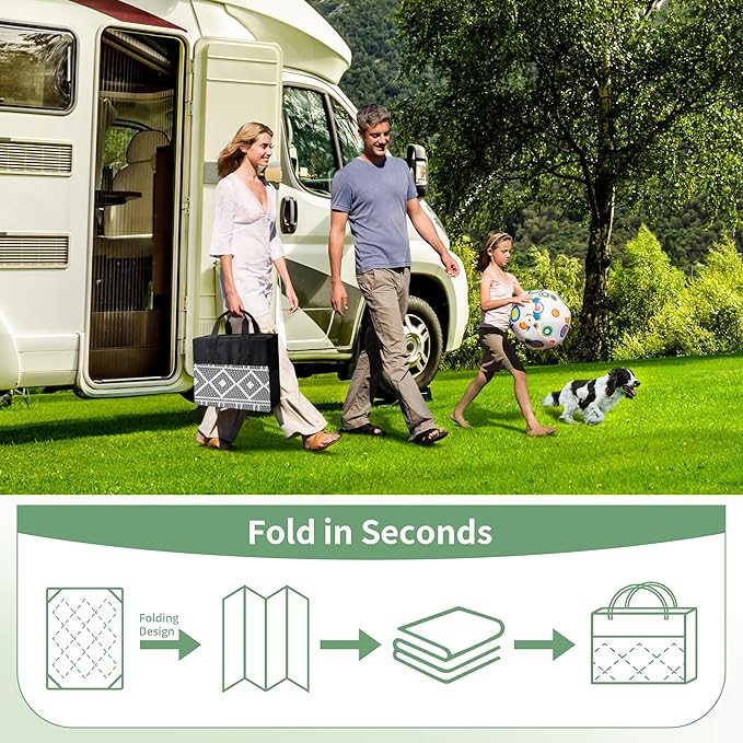 GENIMO Outdoor Rug Waterproof for Patio Decor, 8'x10' Reversible Outdoor Plastic Straw Rug Carpet, Camping Mats for Outdoor Decor, RV, Backyard, Deck, Balcony, Picnic, Grey & White