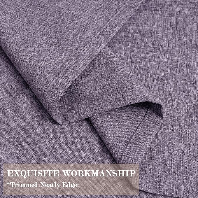 Violet Pinch Pleat 100% Blackout Drapes Linen Blend, Room Divider, Room Darkening, Energy Saving, Furniture Protecting, Light Blocking Extra Wide Privacy Curtains, 200Wx102L, 1 PC