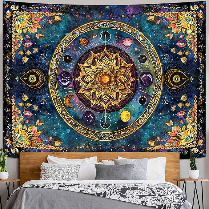 Lunerfex Mandala Solar System Tapestry Boho Tapestry for Bedroom Galaxy Tapestries Wall Hanging Living Room Wall Art and Home Decor 60x80