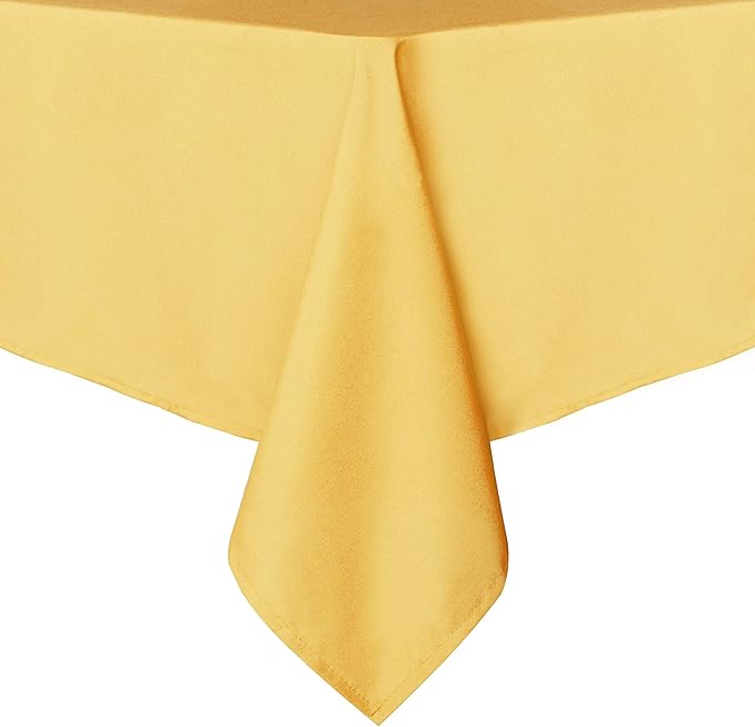 sancua Rectangle Tablecloth - 54 x 108 Inch - Stain and Wrinkle Resistant Washable Polyester Table Cloth, Decorative Fabric Table Cover for Dining Tables, Buffet Parties and Camping, Yellow
