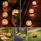 Solar Globe Lights Outdoor Waterproof-Solar Balls-Solar Garden Lights-Orbs for Outside 2 Pack Cracked Glass Ball for Lawn Patio Yard Backyard Decorations