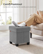 SONGMICS Storage Ottoman, Small Ottoman Foot Rest with Legs, 15 x 15 x 15.7 Inches Foot Stool, Load up to 660 lb, for Living Room, Bedroom, Dorm, Dove Gray ULSF014G02