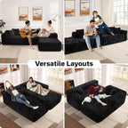 104" Cloudy Sectional L Shaped Couch for Living Room, No Assembly Required, Modular Comfy Sofa with Deep Seat, Fluffy Couch with Sleeper Chaise for Apartment Lounge (Black)
