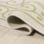 JONATHAN Y Vintage Filigree Indoor Outdoor Area Rug 9X12 Cream/Green, Charleston Textured Weave for Backyard, Patio, Porch, Easy-Cleaning, High Traffic, Pet-Friendly, Non-Shedding (SMB106I-9)