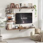 Floating Shelves 55 Inch Long, 10" Deep Floating Shelves, Walnut Wall Shelves 55 x 10, Set of 2, Wide Large Display Storage Shelves for Bathroom, Living Room, Rustic Wood Shelves with Brackets