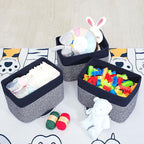 MINTWOOD Design 3-Pack Storage Baskets for Shelves, Playroom and Classroom, Book Basket, Decorative Storage Cube Bins, Woven Closet Organizers, Pantry and Shoe Organizer, Navy Blue