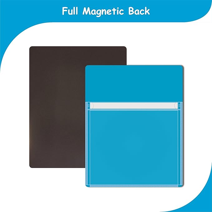 Magnetic Pocket 4 Pack – Self-Adhesive Magnetic Storage Pouch for Documents, Notes & Tools, Strong Magnet Backing for Fridge, Whiteboards, and Metal Surfaces (Assorted Colors 4Pcs)