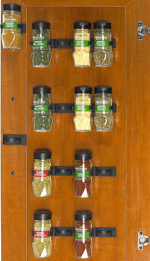 Simple Houseware 20 Spice Gripper Spice Accessories Spice Organizer- 4 Strips, Holds 20 Jars, Black