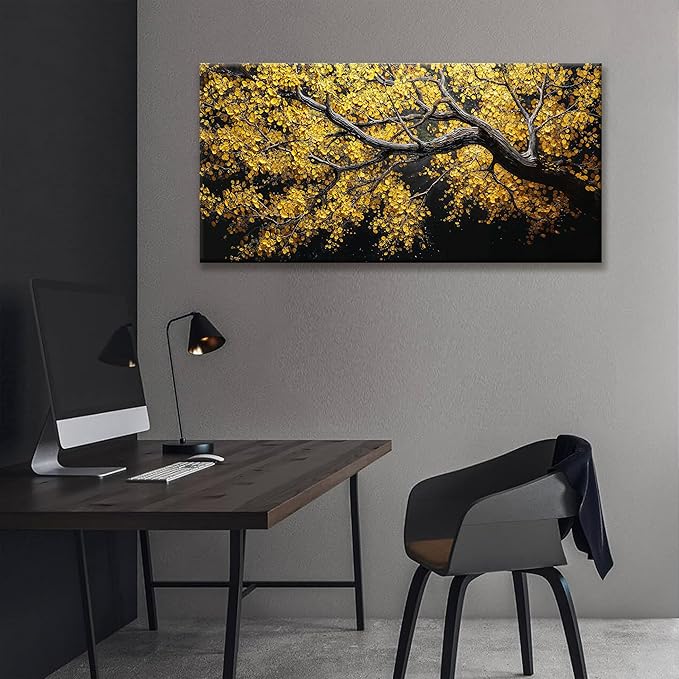 Canvas Wall Art Decor Painting Gold Tree Plants Abstract Wall Decor Botanical Modern Wall Art Print Paintings Decorations Artwork Pictures For Bedroom Living Room Home Office Artwork 20"×40"