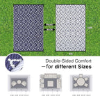 OLANLY Outdoor Rug 8x10 ft Waterproof, Outdoor Plastic Straw Rug with Geometric Pattern Clearance, Reversible RV Mat for Patio, Camping, Balcony, Deck, Backyard, Navy & White