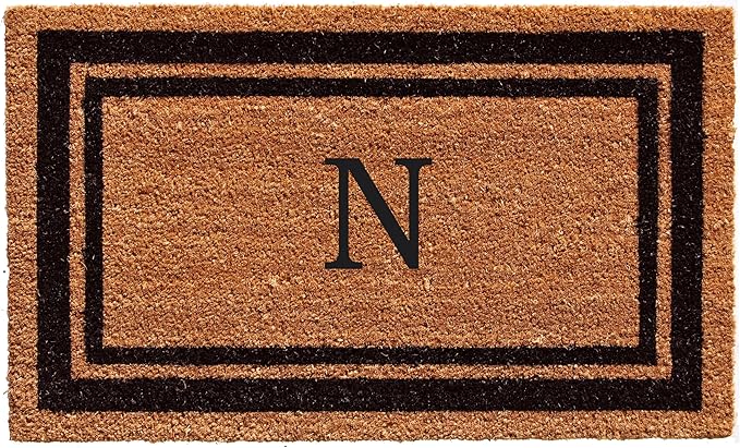 Calloway Mills 152963672N Black Border 36" x 72" Monogram Doormat Letter (N)