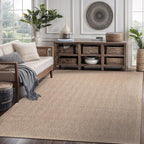 CAMILSON Easy Jute Rug 5x7, Indoor Outdoor Natural Color Fiber Area Rugs for Living Room Patio and Kitchen Rug Herringbone Seagrass Woven Design Easy-Cleaning Washable Outside Carpet Alfombras 5 x 7