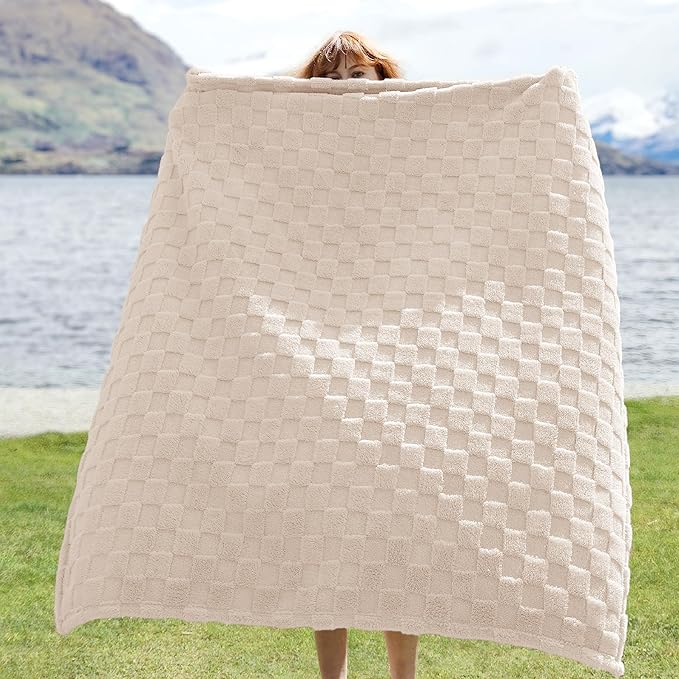 Bedsure GentleSoft Twin Blanket for Bed Light Beige - Super Soft Cozy Blankets for Women Men Girls, Cute Fuzzy Fleece Throws for Bedroom Couch, 60x80 Inches