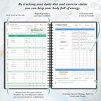 Wellness Planner & Fitness Log - Daily Diet & Health Journal with Weight Loss, Wellness Journal Notebook for Tracking Fitness, Sleep, Nutrition, Meal, Habits, A5(5.8 x 8.6 inch) (Black Silvery)