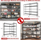 REIBII 70"W Storage Shelves Load 1600LBS, Metal Shelving 5-tier Wire Shelving Unit Metal Shelves for Storage Adjustable Garage Shelving for Pantry Kitchen Garage Commercial school 70"W*15.8"D*72.4"H