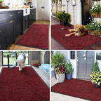 Mibao Front Door Mat, Dirt Trapper Welcome Mat for Outdoor Indoor, Non-Slip Waterproof Doormat, Durable Machine Washable Low Profile Entry Rug for Back Door Outside Patio Porch, 72" x 48", Red