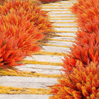 Geegoods Artificial Plants Flowers Outdoor – Faux Lavender Flowers with Monkey Grass UV Resistant Plastic Faux Plants for Garden Porch Window Patio Hanging Planter Home Decor (Autumn-Orange, 48PCS)
