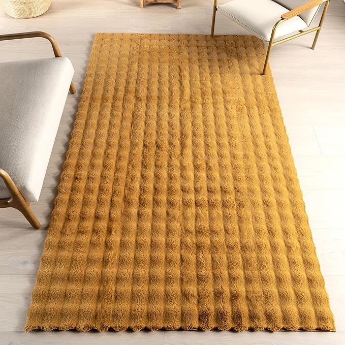 nuLOOM Jeni Checkered 5x8 Machine Washable Area Rug for Living Room Bedroom Dining Room Kitchen, Gold