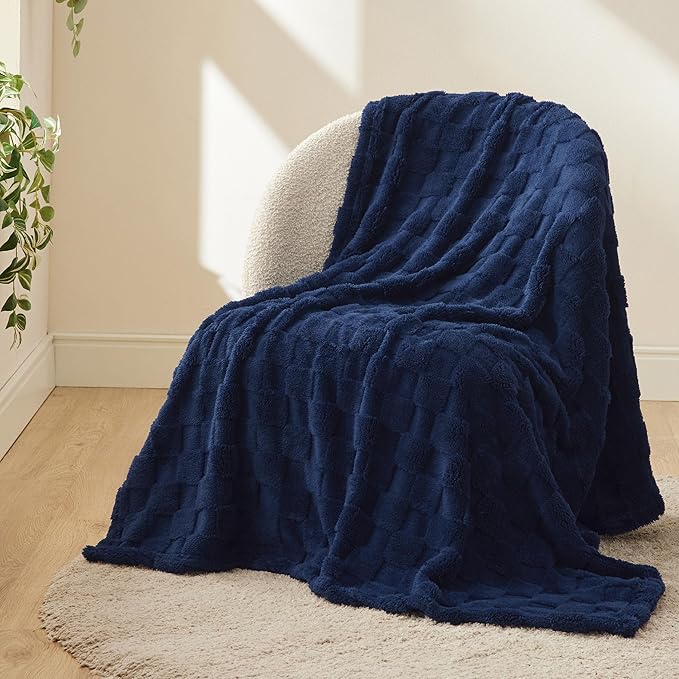 Bedsure GentleSoft Navy Blue Throw Blanket for Couch - Super Soft Cozy Blankets Gifts for Women Men Girls, Cute Small Fleece Throws for Bedroom Home Decor, 50x70 Inches