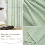 LAMIT Linen Curtains 90 Inch Length for Living Room 2 Panels, Fresh Green Bronze Grommet Light Filtering Semi Sheer Linen Window Drapes Farmhouse Boho Decor Curtains for Bedroom, 52 x 90 Inch