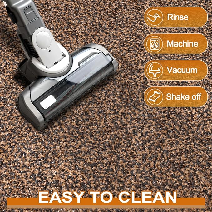 Mibao Front Door Mat, Dirt Trapper Welcome Mat for Outdoor Indoor, Non-Slip Waterproof Doormat, Durable Machine Washable Low Profile Entry Rug for Back Door Outside Patio Porch, 72" x 24", Brown