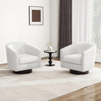 Swivel Barrel Accent Chair, Modern Round Corduroy Fabric Arm Chair for Living Room, Bedroom, Comfy Club Reading Chairs for Adults (Corduroy Beige, Set of 1)