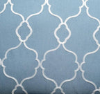 MIUCO Moroccan Embroidered Semi Sheer Curtains Faux Linen Grommet Window Curtain for Living Room 52 x 84 Inch 2 Panels, Dusty Blue