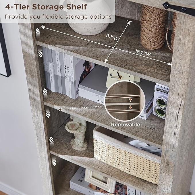 RedLemon Bookcase with 2 File Drawers, 72" Tall Farmhouse Bookshelf with Storage and Adjustable Shelves, 4 Tier Rustic Wood Bookshelf with Cabinet for Home Office, Living Room (Light Rustic Oak)