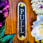 PULL Brass Door Sign. Traditional Style Home Décor Wall Plaque Handmade By The Metal Foundry UK.