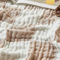 EMME Checkered Cotton Blanket Twin Large 60"x80" 100% Muslin for Couch Breathable Cooling Gauze All Season Soft and Lightweight Pre-Washed (Light Tan)