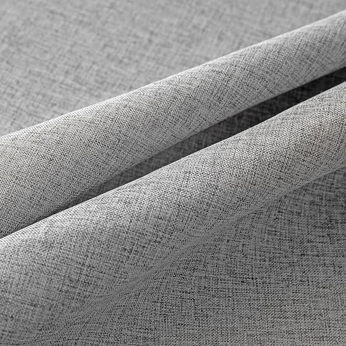 MYSKY HOME Living Room Curtains 84 Inches Long Semi Sheer Light Filtering Privacy Drapes for Bedroom Linen Look Textured Boho Home Decor, Backdrop Curtain for Parties, 50" x 84", Dove Grey, 2 Panels