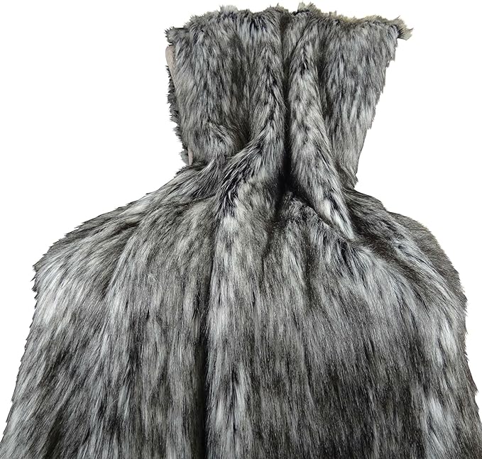 Exotic Siberian Husky Faux Faur Throw Blanket - Gray White Black Husky Fur - Gray Faux Fur Throw Blanket - Luxury Soft Faux Fur, Handmade in US, 16411