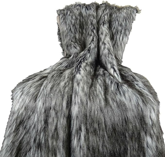 Exotic Siberian Husky Faux Faur Throw Blanket - Gray White Black Husky Fur - Gray Faux Fur Throw Blanket - Luxury Soft Faux Fur, Handmade in US, 16411