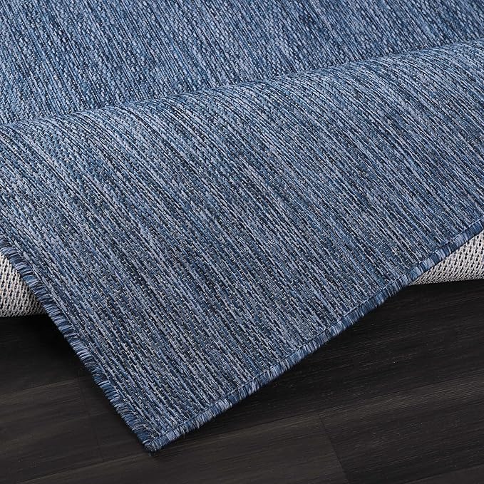 CAMILSON Outdoor Rug 8x10 Modern Area Rugs for Indoor and Outdoor Patios and Porches - Waterproof, Washable, Non-Shedding, Easy-to-Clean Outside Carpet (8 x 10, Solid - Navy Blue)