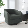 Swivel Barrel Accent Chair, Modern Round Chenille Fabric Arm Chair for Living Room, Bedroom, Comfy Club Reading Chairs for Adults（Chenille Fabric, Grey, Set of 1